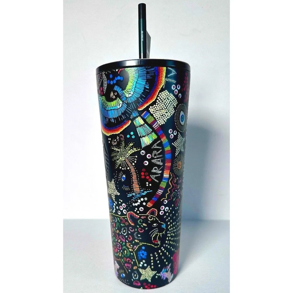 Starbucks x FARM Rio Borogodo Tumbler 24oz Black Rainbow Stainless Cold Cup NWT